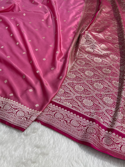 Banarasi Booti Motif In Baby Pink Mashru Silk Saree MCS10