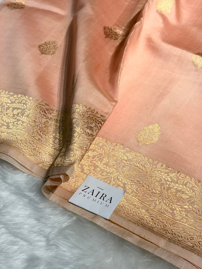 Light Peach Shades Meena Boota Handwoven Raw Mango Silk RM-31