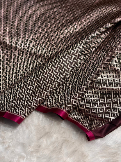 Garnet Shades Floral Border Mashru Silk Saree MSM-62