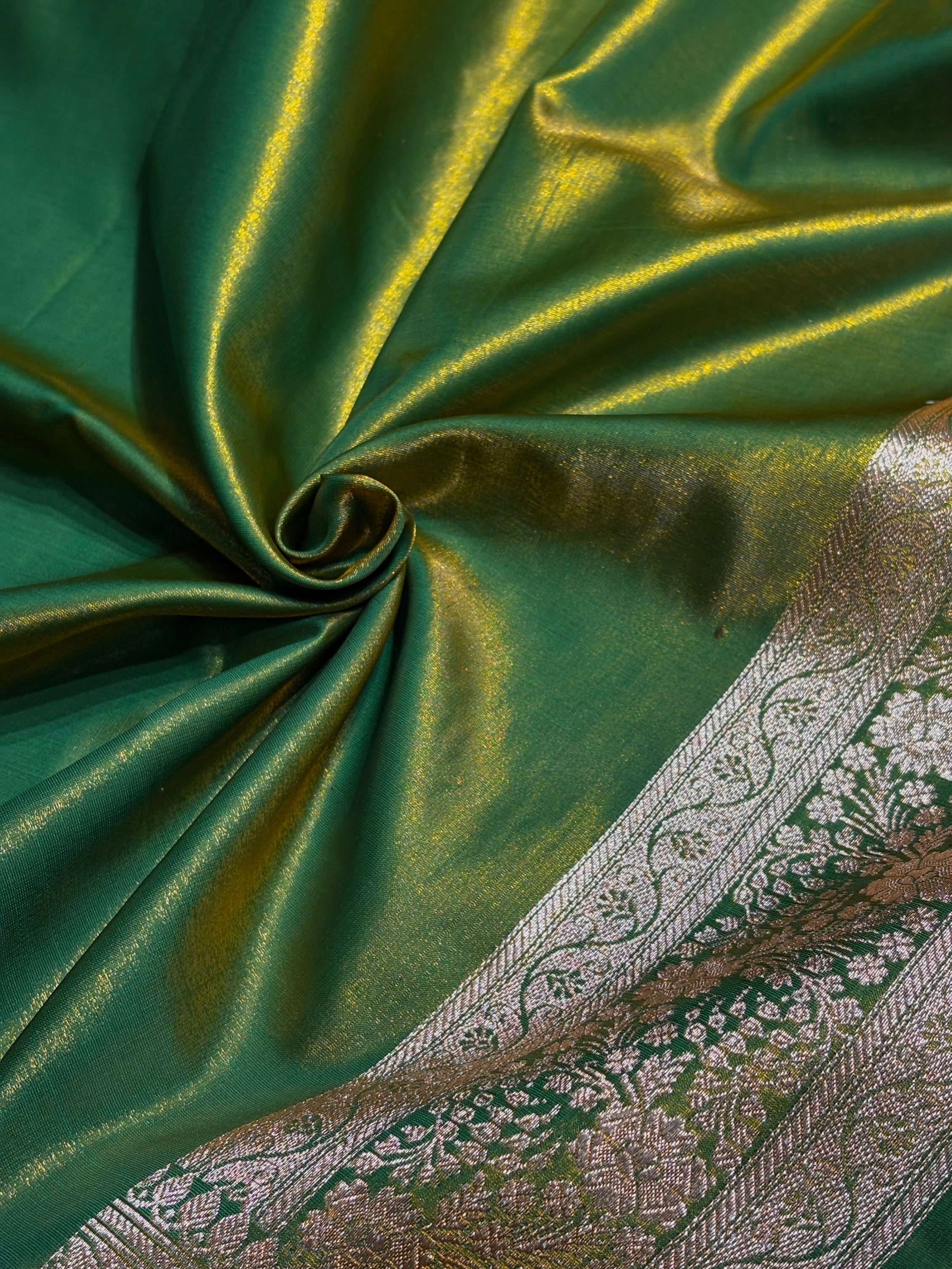 Satin Silk Banarasi Jaal in Liril Mehendi Shades SS14