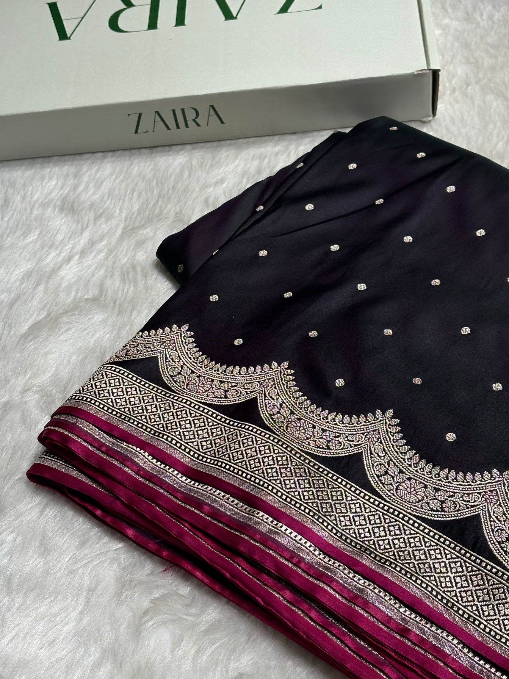 Dark Purple Shades Scallop Motif Booti Mashru Silk Saree MSM-56