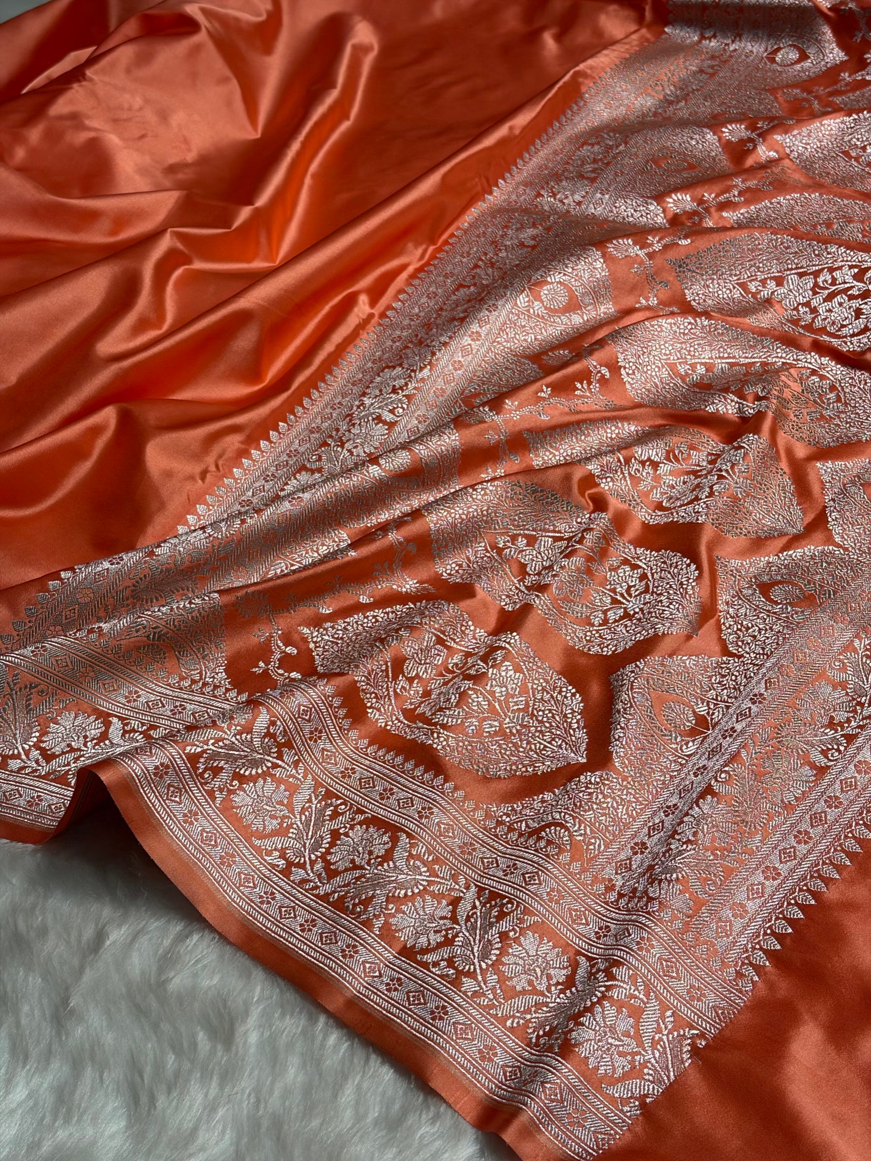 Kesar Plain Mashru Silk Saree MS22