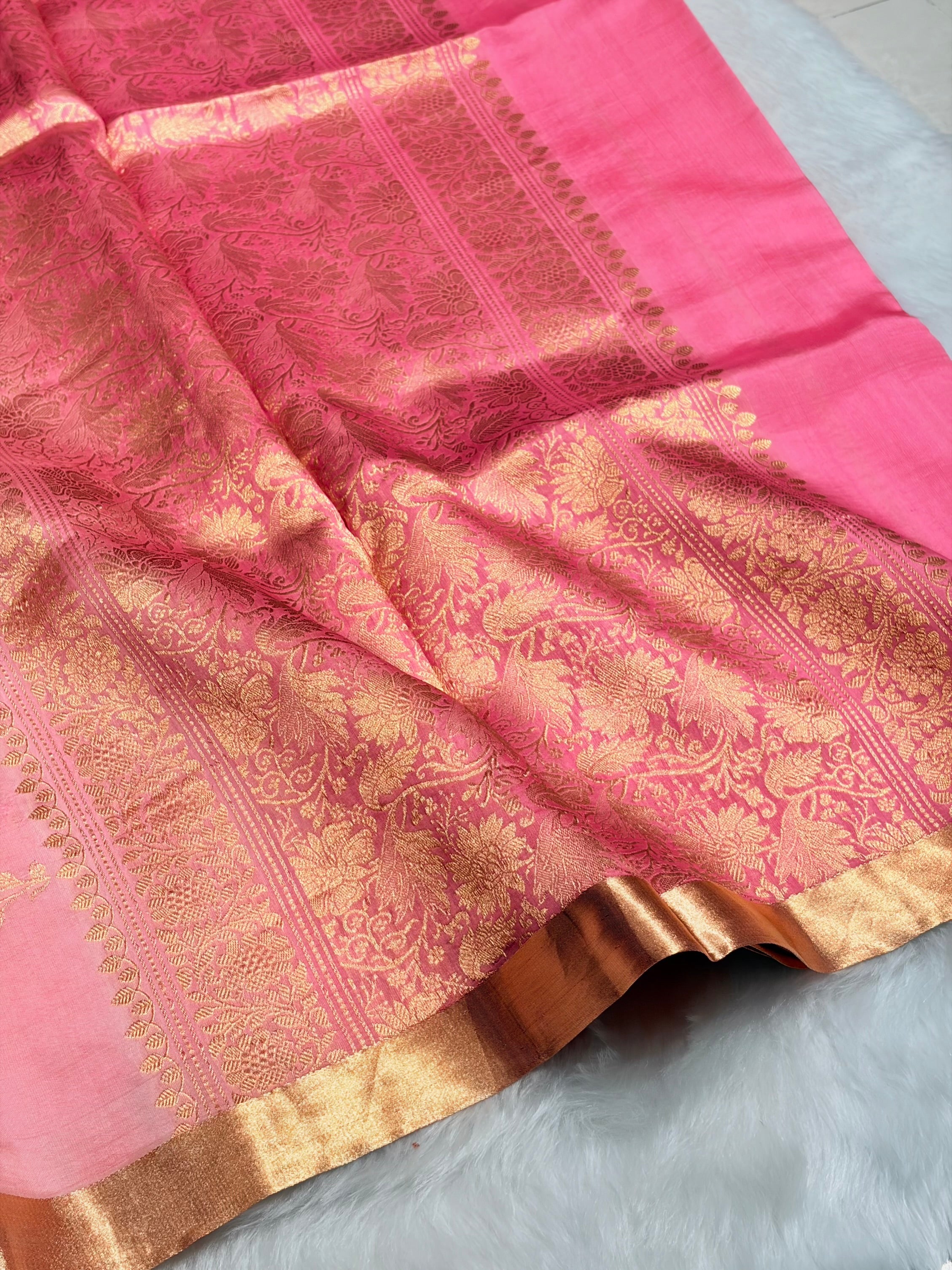 Peach Shades Handwoven Pure Raw Mango Silk RM-39