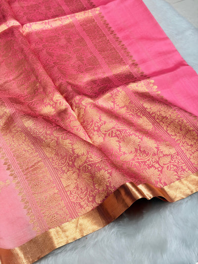 Peach Shades Handwoven Pure Paper Silk RM-39
