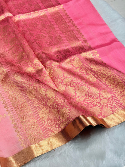 Peach Shades Handwoven Pure Raw Mango Silk RM-39