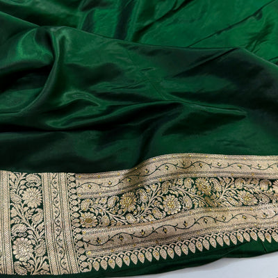 Banarasi Bottle green Satin Cross with Ari and Stone BSS11