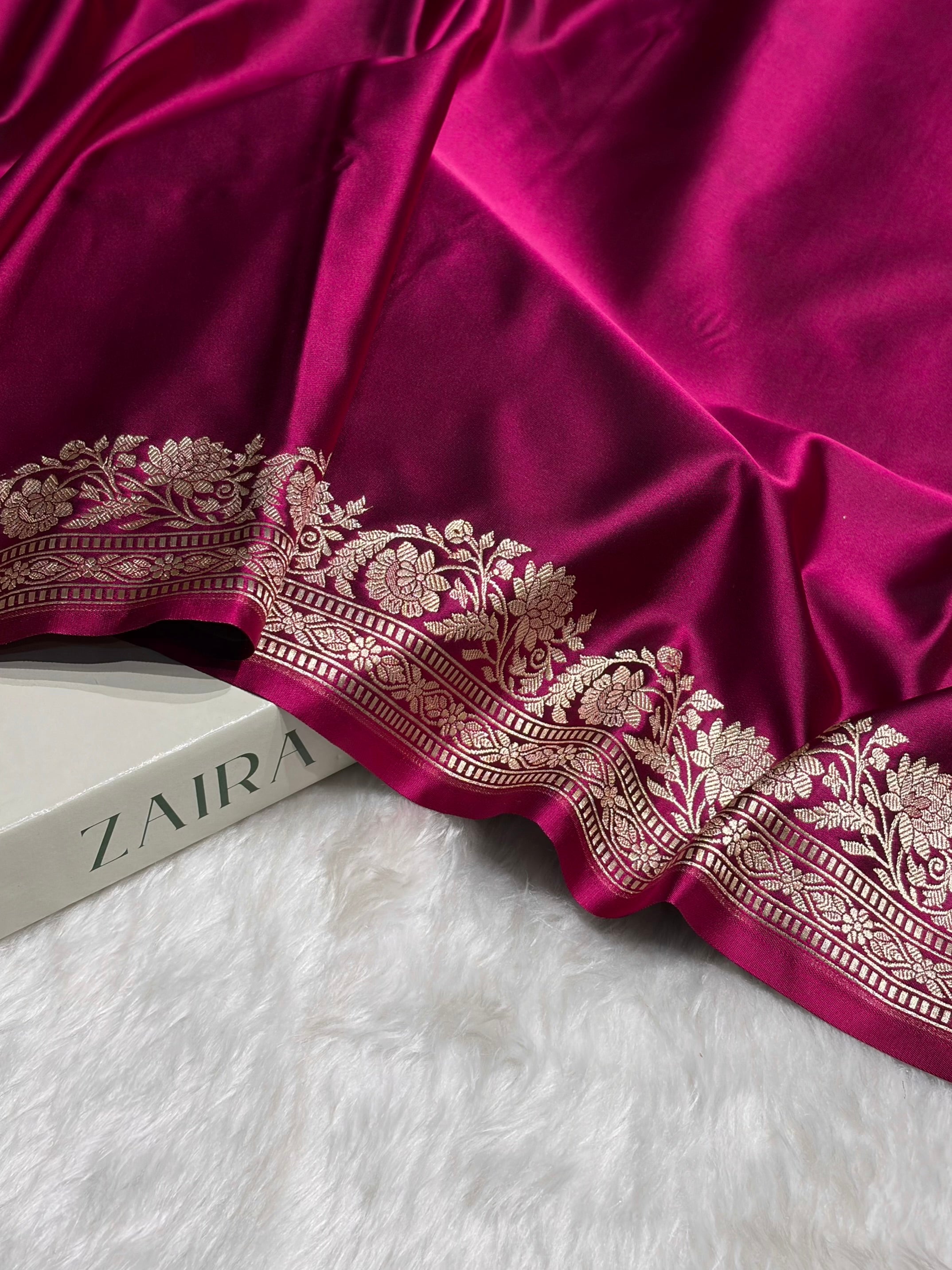 Wine Boota With Floral Border Mashru Silk Saree MSM-94