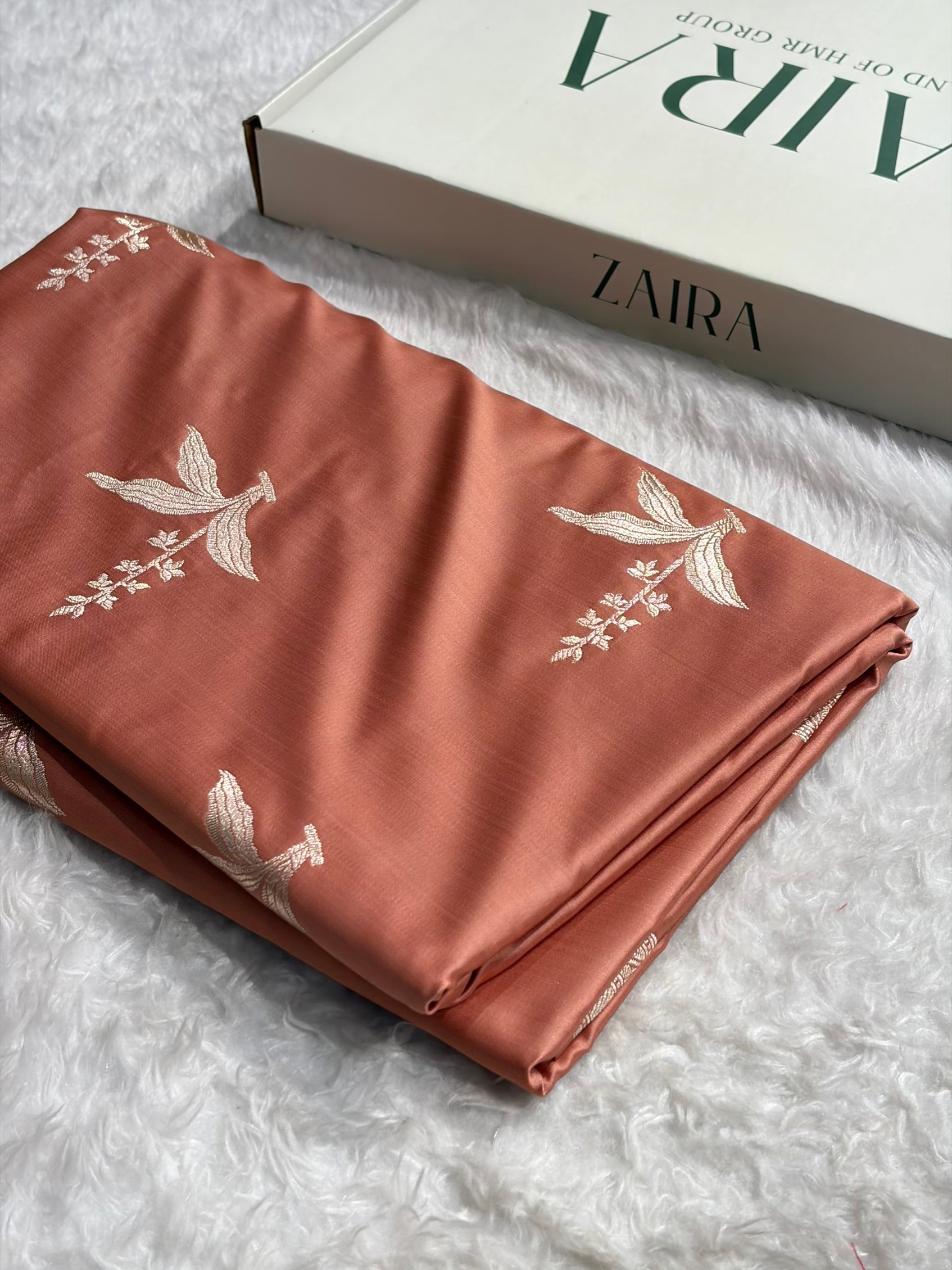 Peach Floral Motif Mashru Silk Saree MSM-04