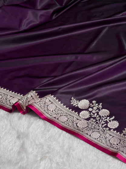 Wine Shades Floral Border Mashru Silk Saree MSM-62