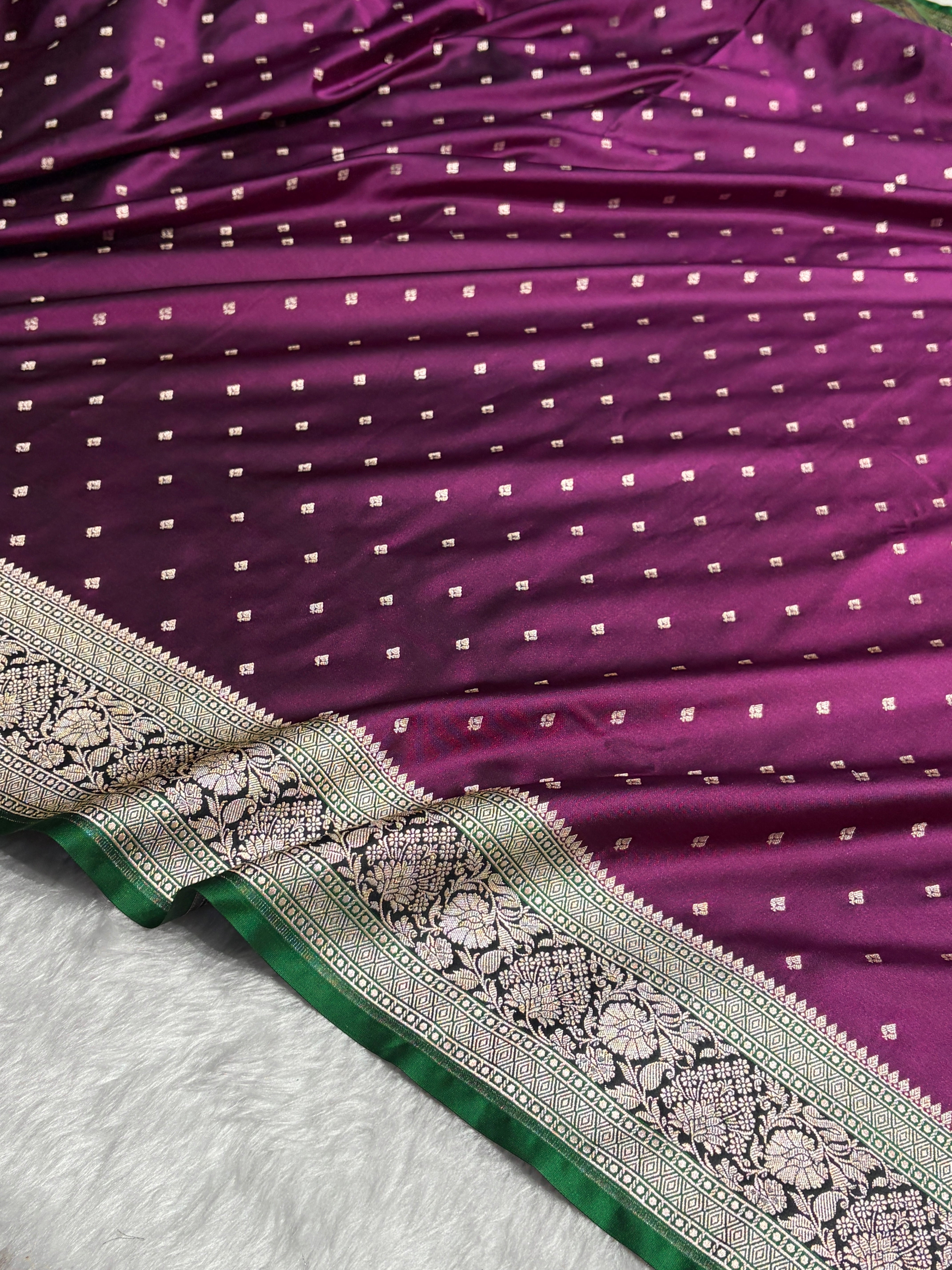 Cross Wine With Floral Border Mashru Silk Saree MSM-99