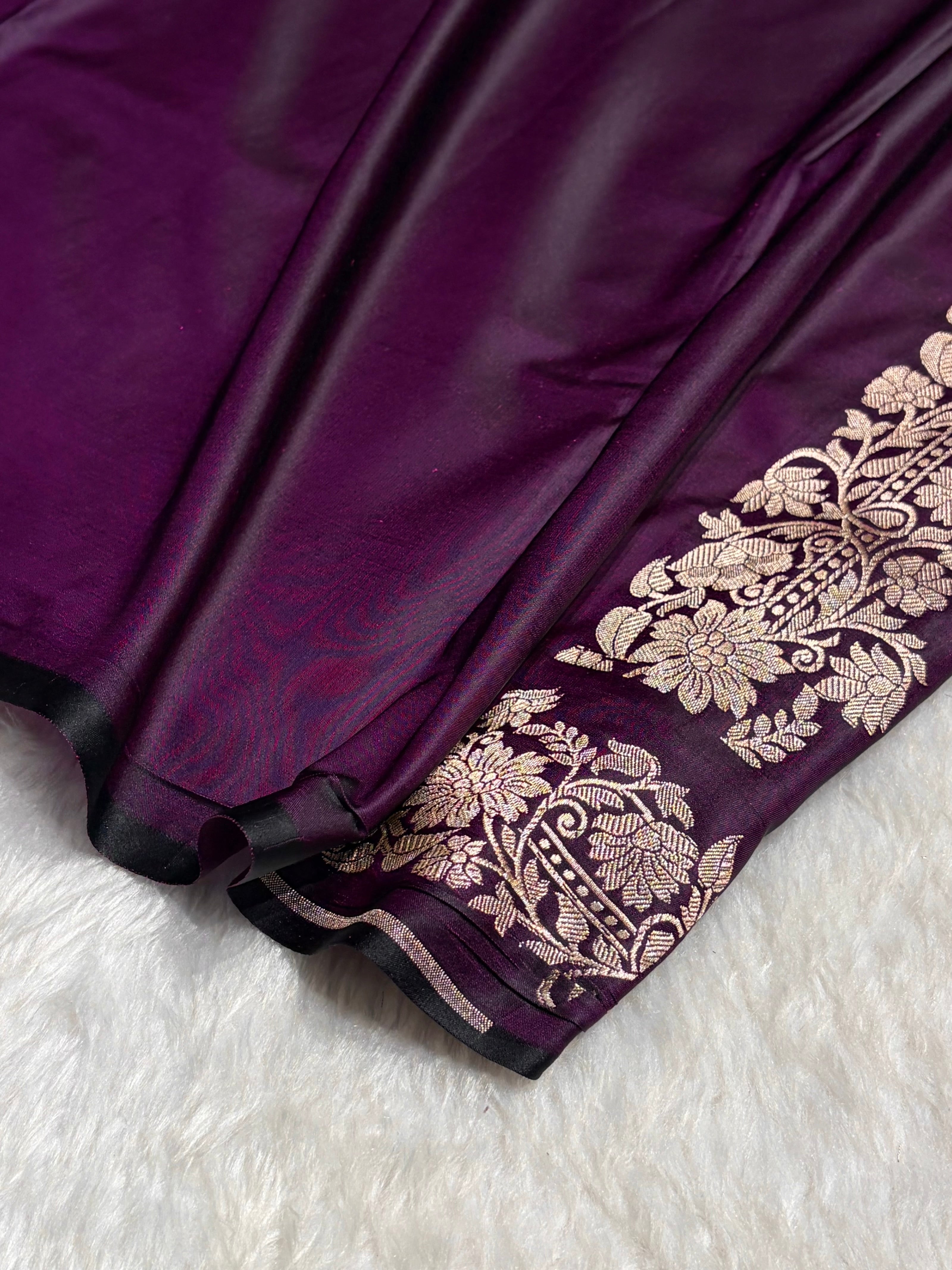 Dark Purple Shades Floral Boota Mashru Silk Saree MSM-67