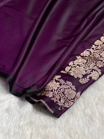 Dark Purple Shades Floral Boota Mashru Silk Saree MSM-67