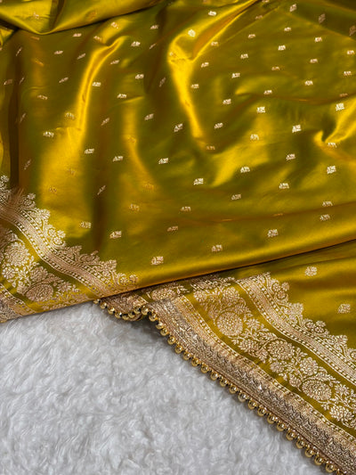 Liril Mehendi Booti Pattern With Gotta Patti Satin Katan Silk Saree SKGP51