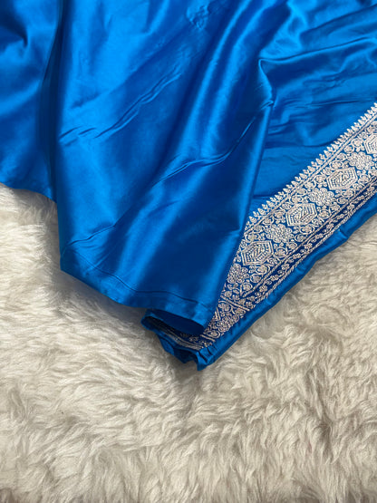 Banarasi Firozi Shades Floral Mashru Silk Saree MS92