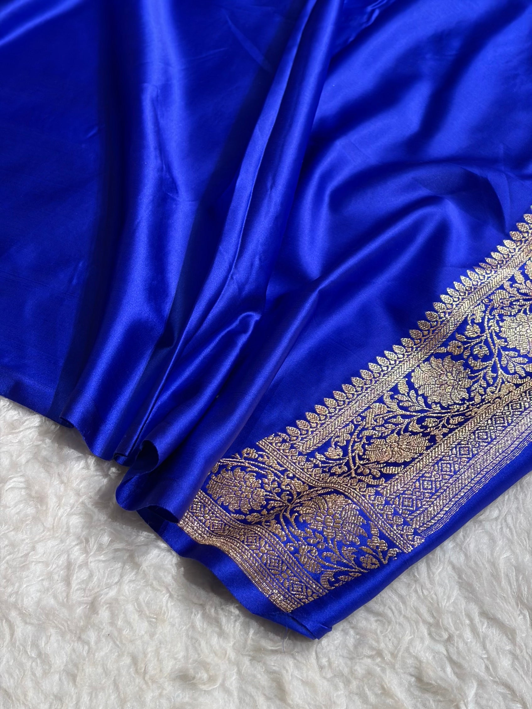 Banarasi Satin Katan Saree With Boota in Royal Blue Shades SK109