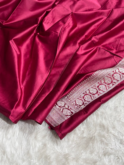 Garnet Shades Minakari Boota Mashru Silk Saree MS35