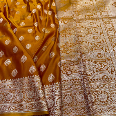 Boota Katan Silk Saree In Mustard Gold Shades SK02