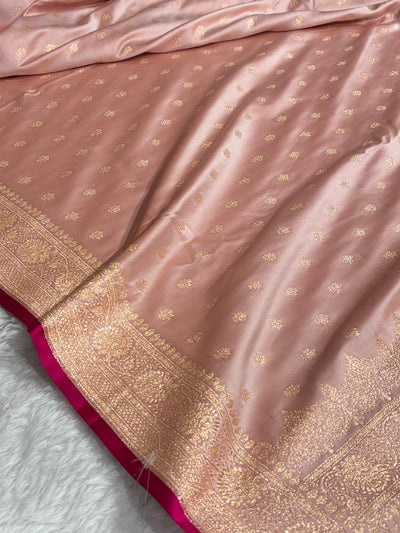 Rose Gold Booti Katan Silk Saree SK07