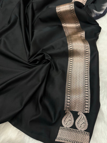 Black Rust Mashru Silk Saree for Festive Seasons MSM 72
