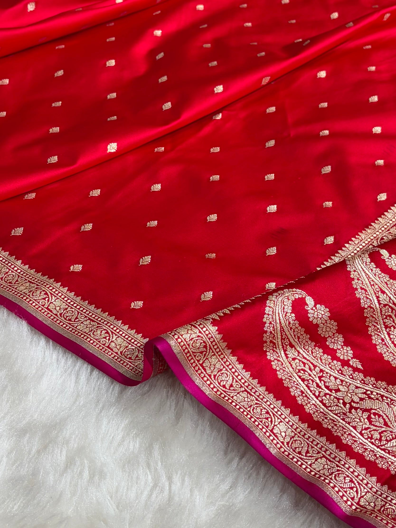 Premium Banarasi Satin Katan Saree in Red Shades SK90