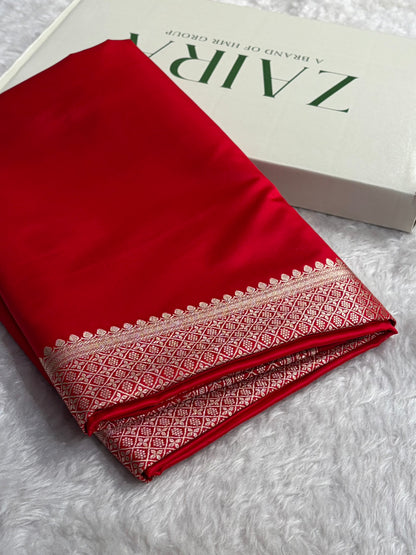 Banarasi Plain Red Shades With Minakari Pallu Mashru Silk Saree MS82