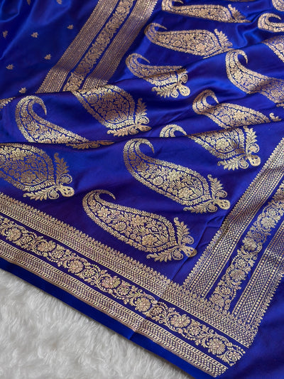 Banarasi Satin Katan Saree With Booti Pattern in Royal Purple Shades SK125