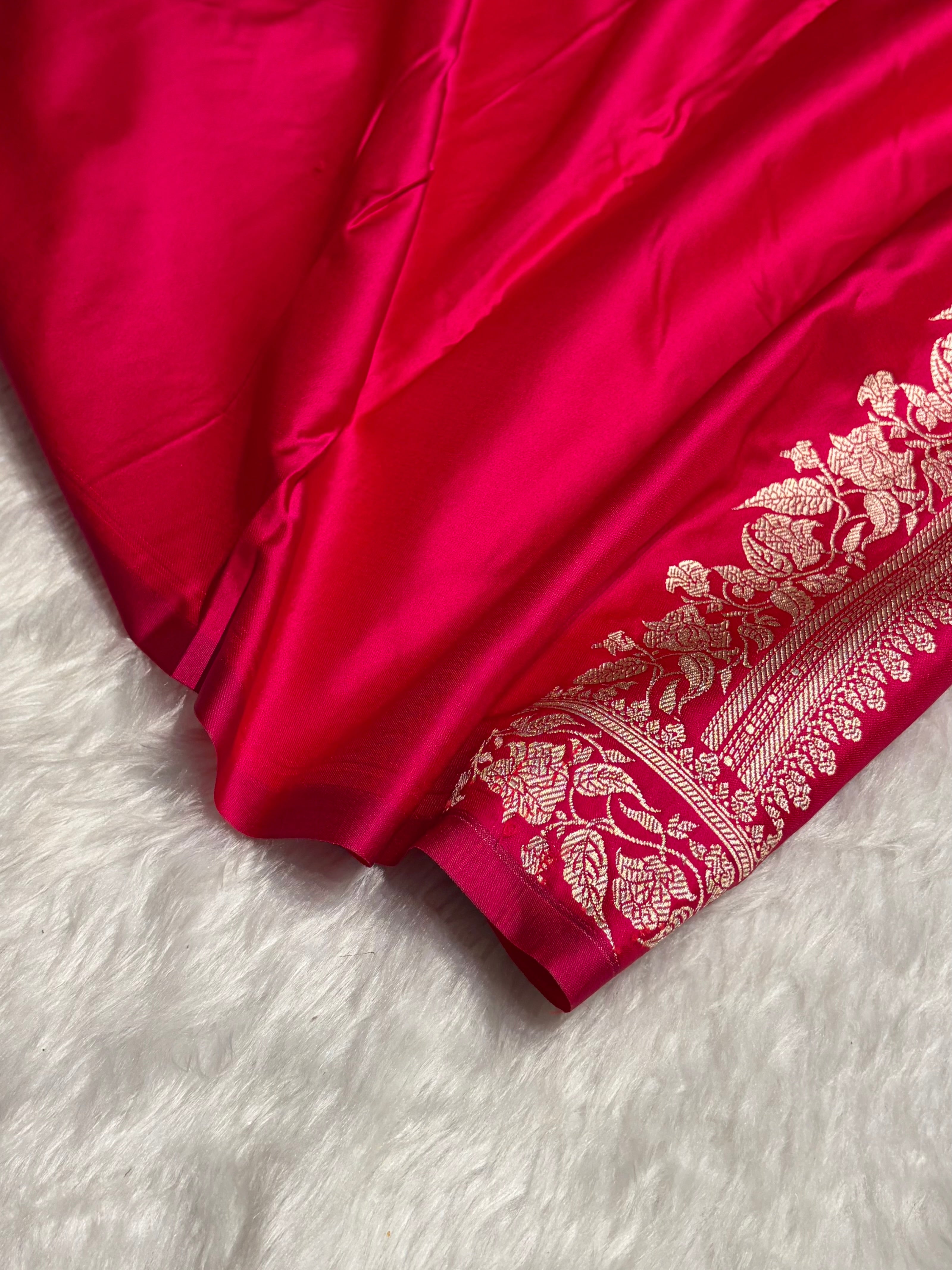 Cross Rani Boota With Floral Border Mashru Silk Saree MSM-92