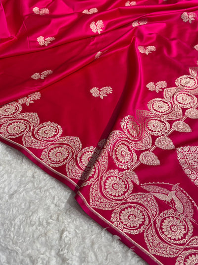 Cross Rani Shades Banarasi Boota Pattern Floral Mashru Silk Saree MSM-110