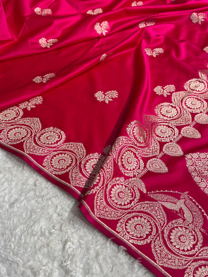 Cross Rani Shades Banarasi Boota Pattern Floral Mashru Silk Saree MSM-110