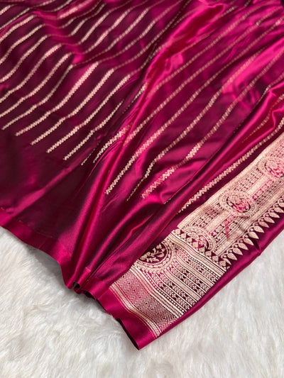 Wine Boota With Floral Border Mashru Silk Saree MSM-96