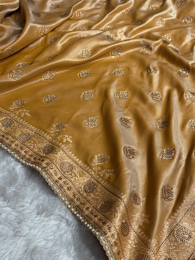 Banarasi Bridal Beige Booti stone work With Gotta Patti BSSGP20