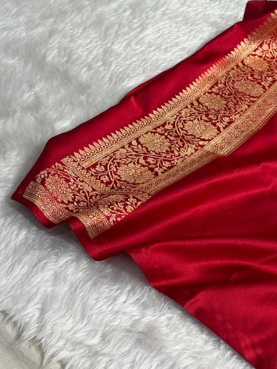 Banarasi Satin Katan Saree With Boota in Red Shades SK108