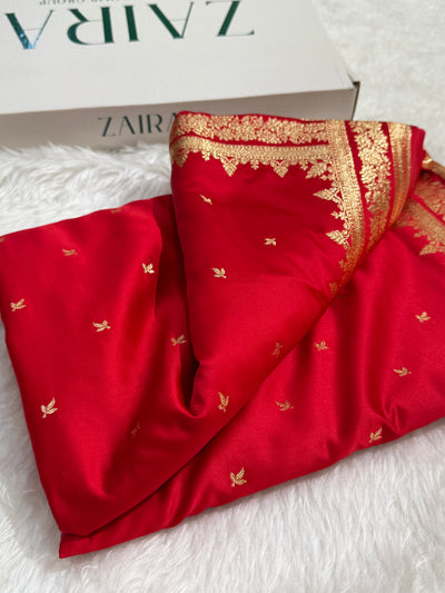 Premium Red Banarasi Booti Katan Silk Saree