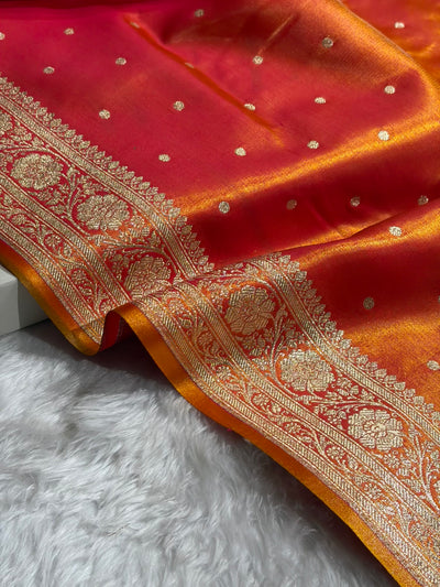Satin Silk Dot Booti in Pinkish Orange Shades SS08