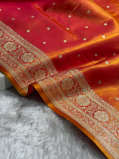 Satin Silk Dot Booti in Pinkish Orange Shades SS08