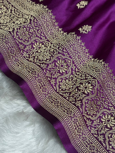 Magenta Floral Booti Katan Silk Saree SK62