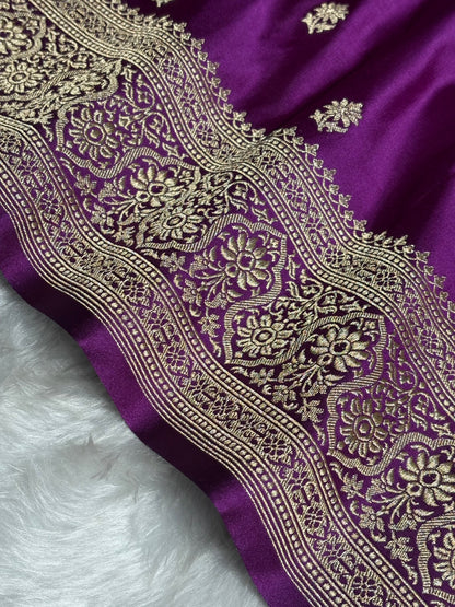 Magenta Floral Booti Katan Silk Saree SK62