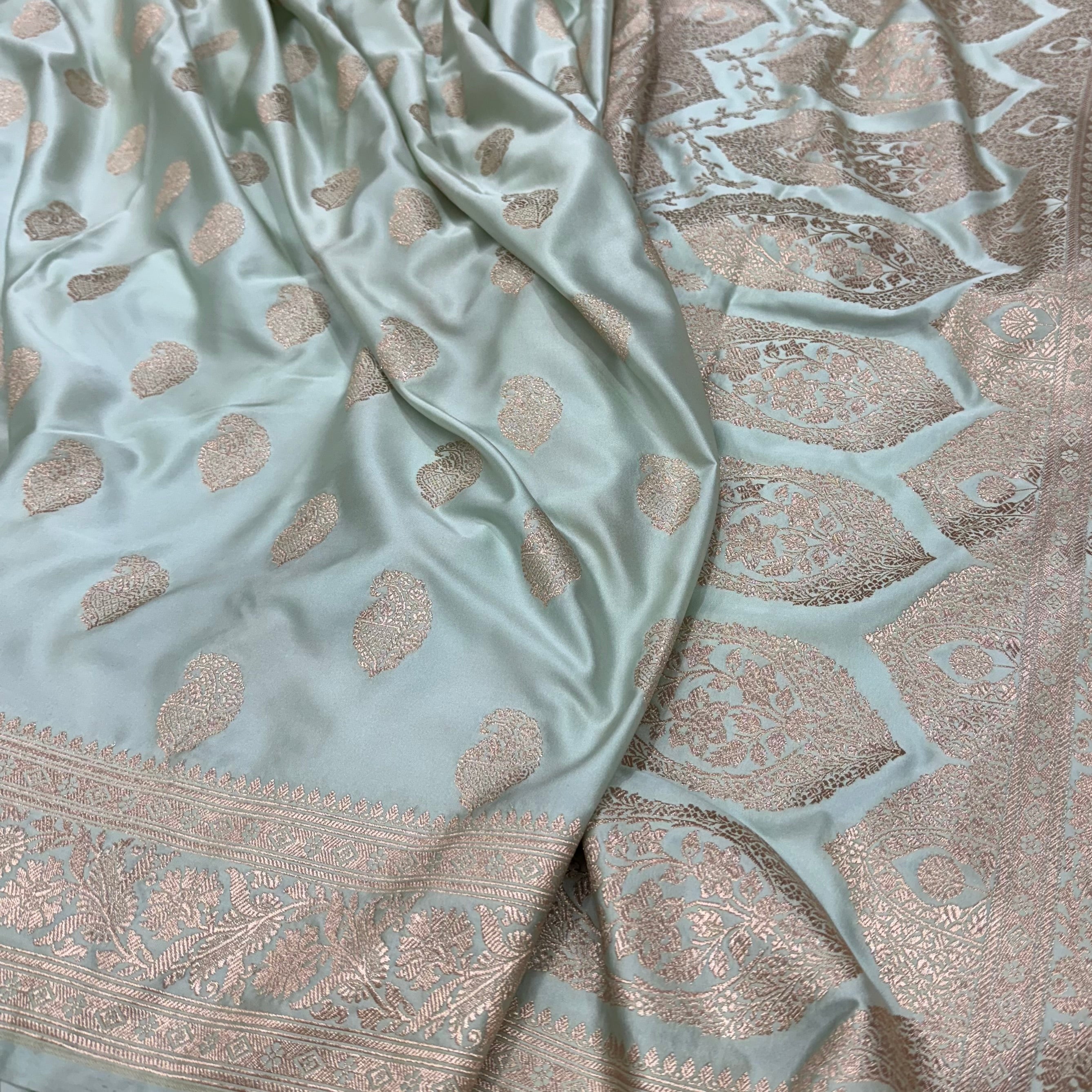 Mashru Silk Saree in Powder Blue Shades.