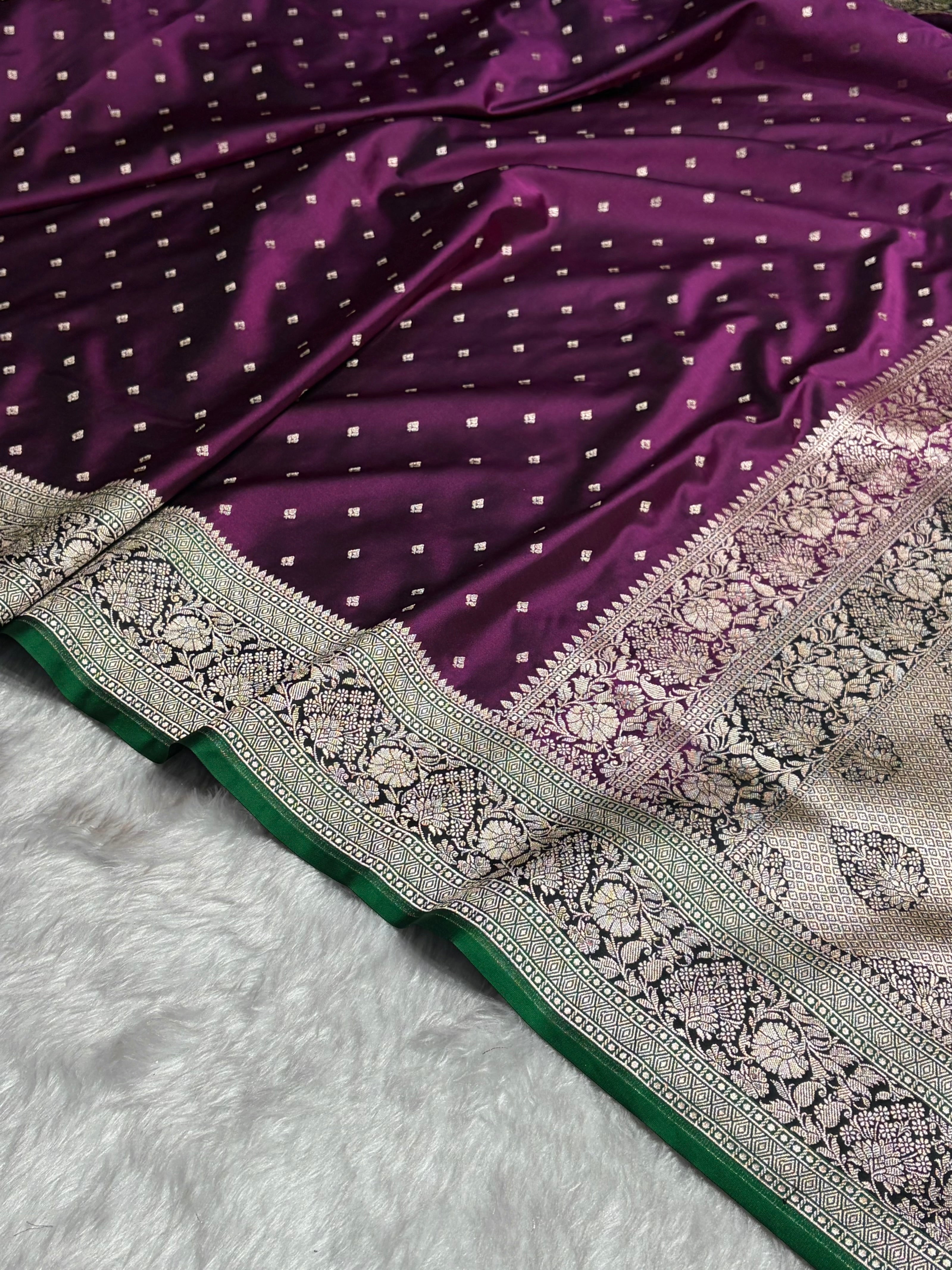 Cross Wine With Floral Border Mashru Silk Saree MSM-99