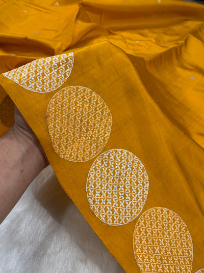 Banarasi Mustard Shades Handwoven Pure Paper Silk Saree RM-87