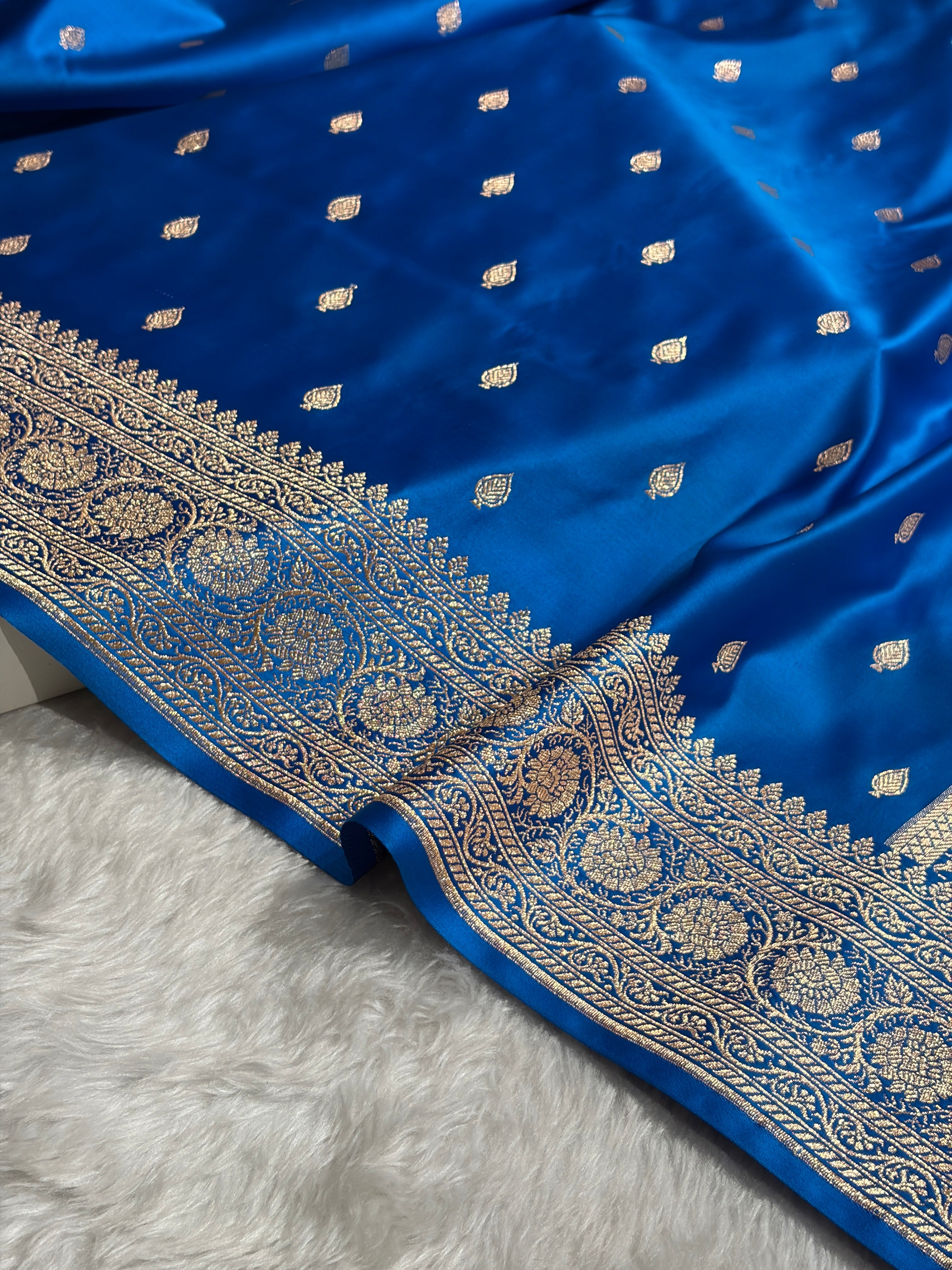 Firozi Banarasi Boota Katan Silk Saree