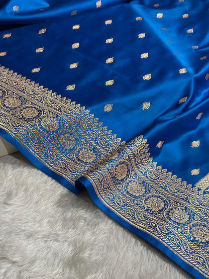 Firozi Banarasi Boota Katan Silk Saree