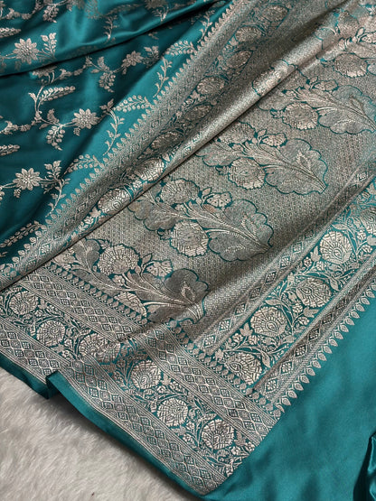 Sea Green Jaal Mashru Silk Saree