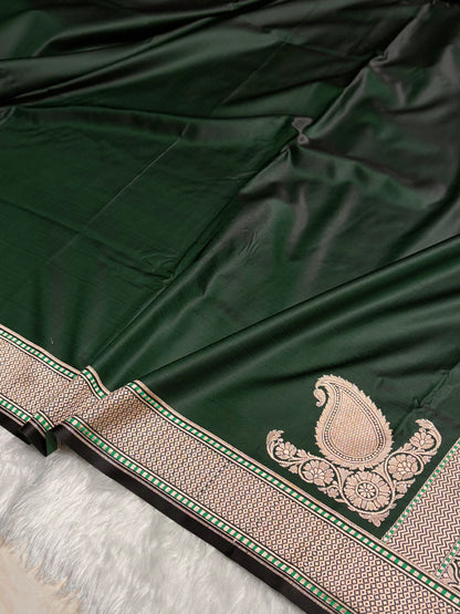 Plain Mashru with Dark Bottle Green Shades MSM-51
