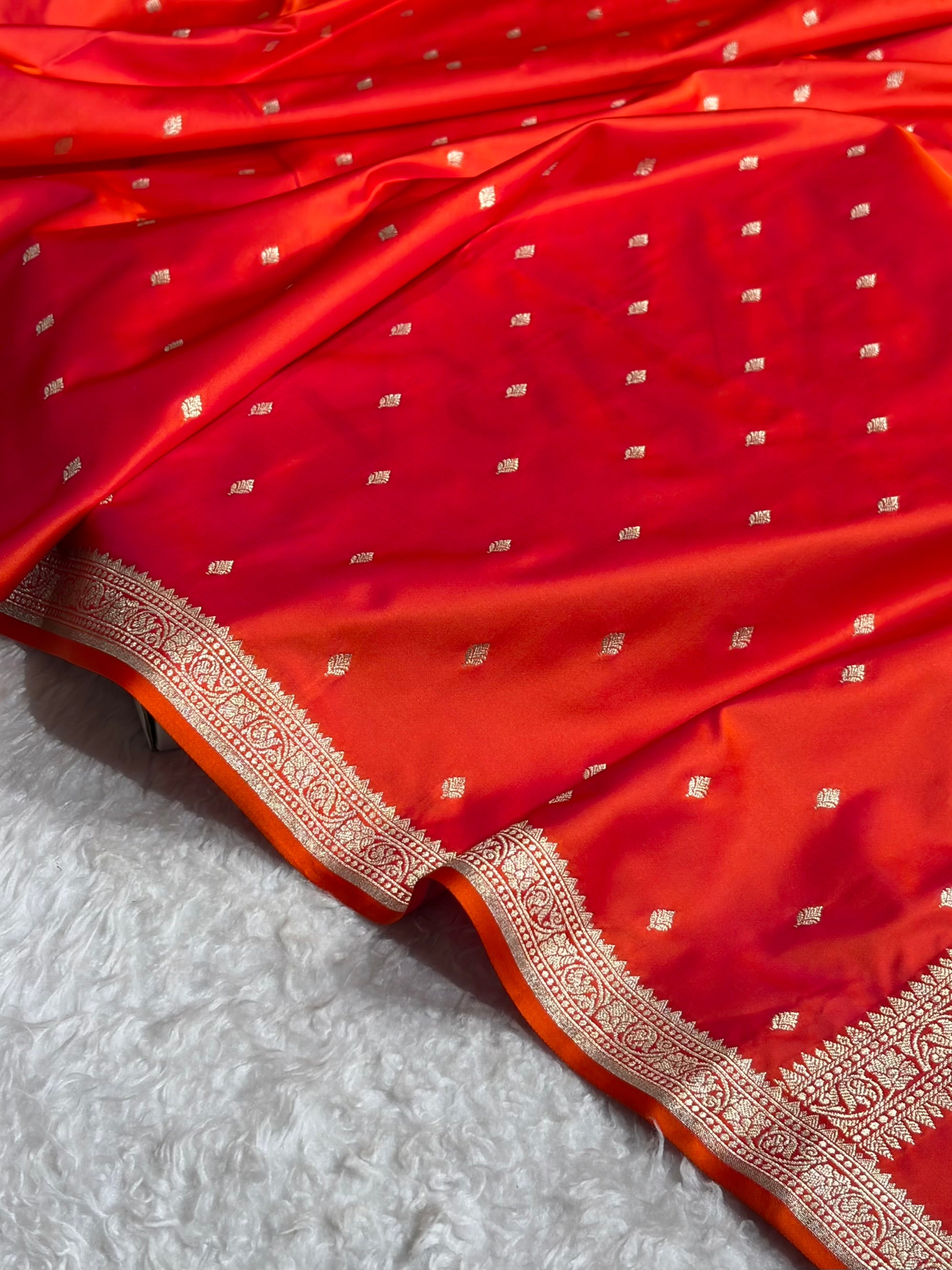 Premium Banarasi Satin Katan Saree in Cross Red Shades SK90
