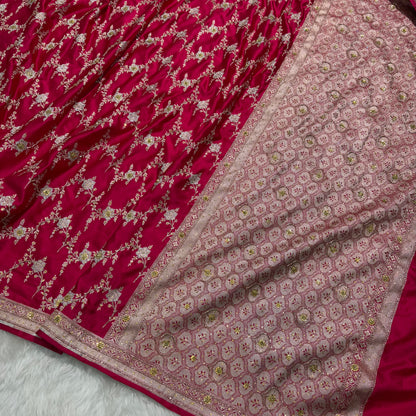 Old Rose Shades Mashru Silk with Ari and stone work