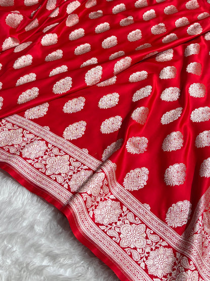 Red Shades Banarasi Boota Pattern Floral Mashru Silk Saree MSM-105