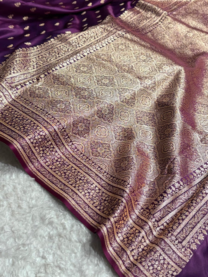 Banarasi Satin Katan Saree With Boota in Cross Wine Shades SK89