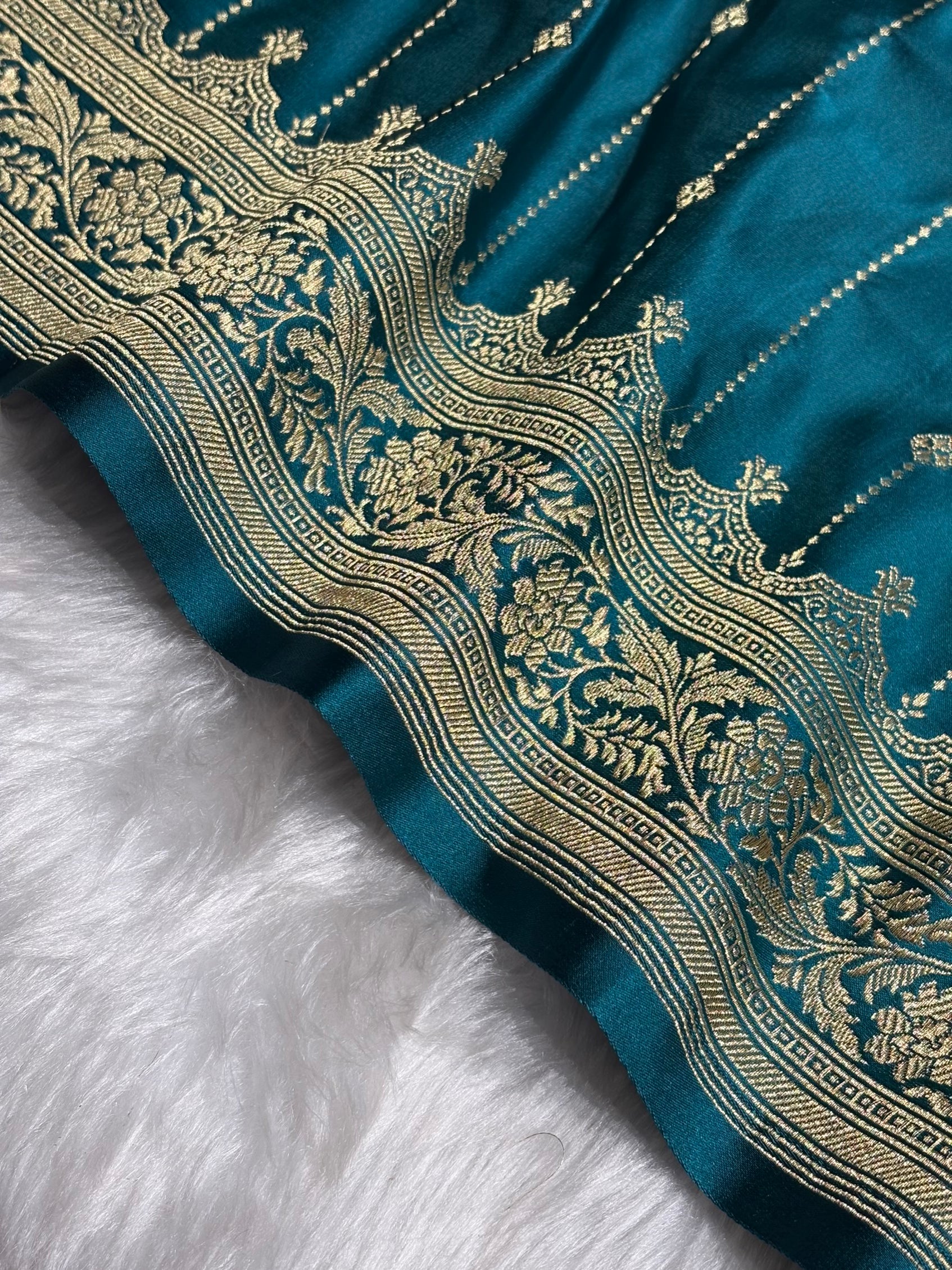 Dusty Rama Shades Satin Katan Silk Saree SK63