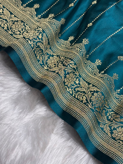 Dusty Rama Shades Satin Katan Silk Saree SK63